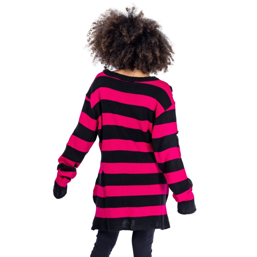 Heartless - Oriana Strick pullover - Schwarz/Rosa